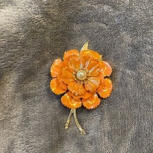 Vintage Enameled iridescent Flower Pin